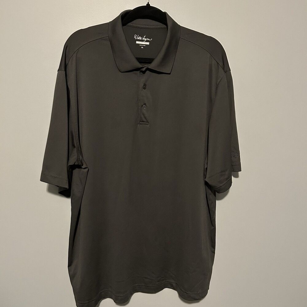 Walter Hagen Mens Golf Polo Shirt Size XL Solid Black Collared Short Sleeve